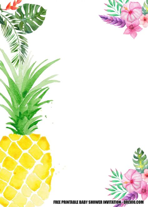 Pineapple Invitations, Hawaiian Party Invitations, Picnic Invite, Pineapple Tree, Hawaiian Invitations, Birthday Party Invitations Free, Rapunzel Birthday Party, Pineapple Birthday, Summer Party Invitations