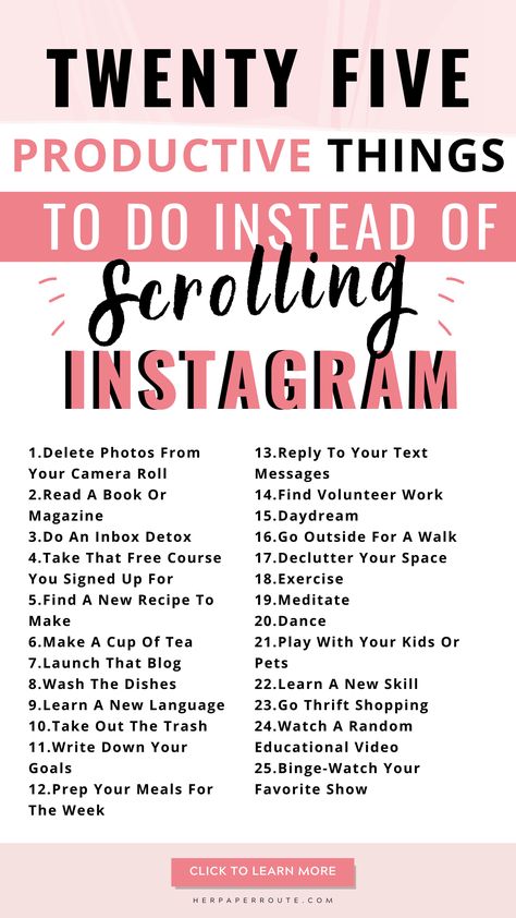 Instagram is great. But it can be a big time-sucker if you aren't careful. Wow! Look at all the fun, educational and money-making things you could be doing right now!   Infographic productive productivity tips, make money online tips, social media tips, organization, mindset, balance, self-care day. Things To Replace Social Media, Social Media Break Challenge, Social Media Self Care, What To Do Instead Of Social Media, Things To Do Besides Social Media, How To Get Off Social Media, Things To Do Other Than Social Media, Things To Do Instead Of Social Media, Things To Be Greatful For