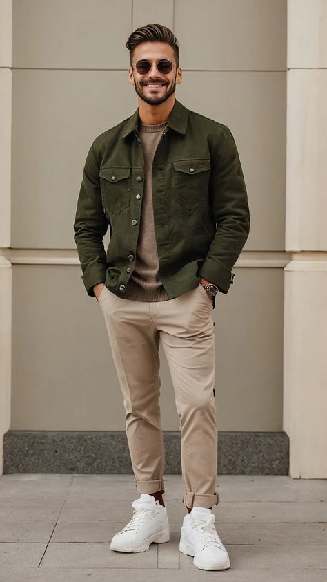 Ready for Fall: 10 Street Style Outfits Every Man Should Try - Cheerful Talks Men Outfits Casual Fall, Nice Casual Outfits Men, Men’s Brown Jacket Outfit, Shorter Men Fashion, Men Fashion Outfits Classy, Thanksgiving Outfits For Men, Men’s Khaki Pants Outfit Fall, Thanksgiving Mens Outfit, Thanksgiving Men’s Outfits