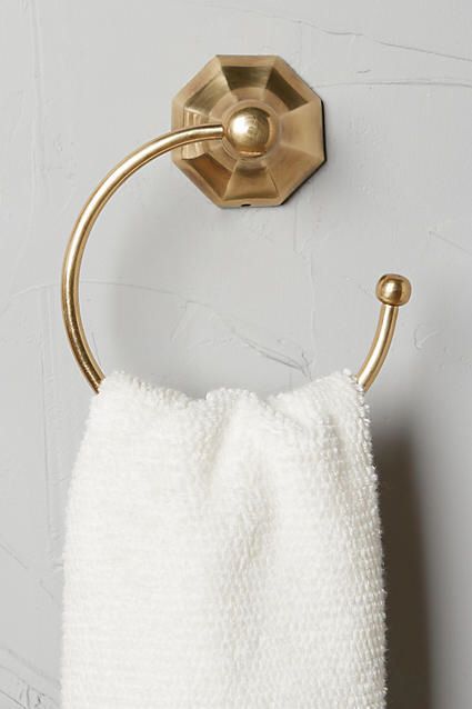 Anthropologie Brass Circlet Towel Ring Hand Towel Ring, Powder Bathroom, Diy Towels, Unique Cabinets, Hand Towel Holder, Brass Bathroom, Towel Ring, Powder Bath, Bathroom Collections