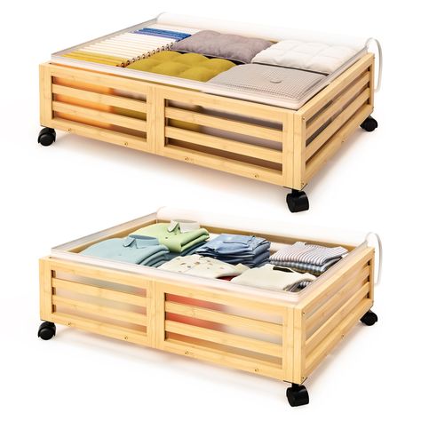 PRICES MAY VARY. 👍【Durable Storage】Our under bed storage containers, made from premium 100% natural bamboo, guarantee durability. and under bed storage perfect for seasonal clothes, bedding, and household items. A versatile storage solution tailored to your needs. 👍【Stackable Convenience】Our under bed storage with wheels is stackable, size: 23.62" L x 16.54" W x 5.51" H (without wheels) / 6.5" H (with wheels). Additionally, it folds when not in use, making it ideal for small homes and college Storage With Wheels, Under Bed Shoe Storage, Storage For Clothes, Shoe Drawer, Under Bed Storage Containers, Underbed Storage, Drawer Storage, Ceiling Fan In Kitchen, Under Bed