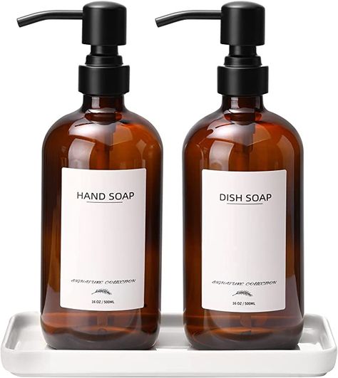 Amazon.com: Glass Soap Dispenser with Ceramic Vanity Tray and Stainless Steel Pump, Kitchen Soap Dispenser Set with 12 Waterproof Labels, Dish Soap and Hand Soap Dispenser for Kitchen Sink Bathroom Farmhouse : Home & Kitchen Soap Dispenser Set, Bathroom Farmhouse, Glass Soap Dispenser, Hand Soap Dispenser, Waterproof Labels, Kitchen Soap, Kitchen Soap Dispenser, Vanity Tray, Soap Dispenser