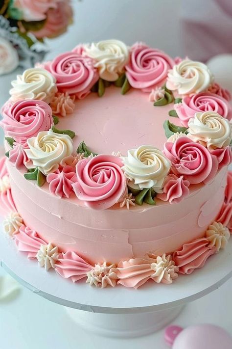 25th Birthday Cakes, Birthday Cake For Mom, Chocolate Cake Designs, Pastel Cakes, Buttercream Cake Decorating, Cake Decorating Piping, Creative Cake Decorating, Diy Cake Decorating, Summer Cakes