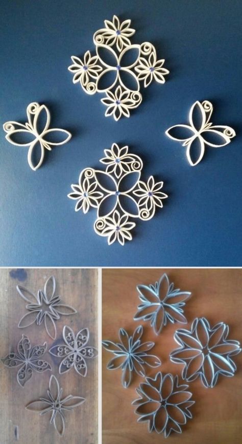 Recicle, reuse, refaça: 15 ideias e passo-a-passo para reciclar e decorar com rolos de papel higiênico Toilet Paper Roll Diy, Paper Roll Crafts Diy, Toilet Paper Roll Wall Art, Paper Towel Crafts, Toilet Paper Roll Art, Toilet Paper Art, Rolled Paper Art, Cardboard Crafts Diy, Toilet Paper Crafts