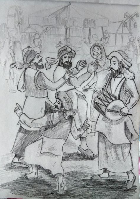 Holi celebrations. Pencil drawing done by my niece Radhika Kedia. People Celebrating Drawing, Festival Composition Drawing, Holi Composition Drawing, Indian Festival Memory Drawing, Holi Festival Drawing Sketch, Festival Drawing Indian, Holi Scene Drawing, Festival Memory Drawing, Holi Sketch