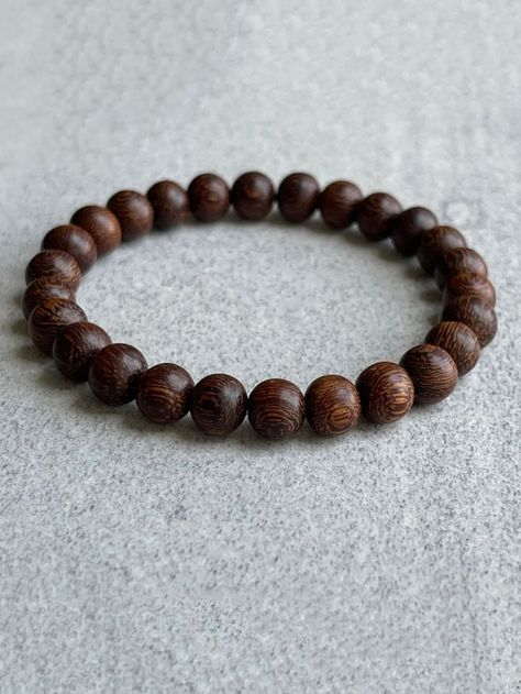 Coffee Brown Vacation Collar  Wood  Beaded Embellished   Jewelry Brown Minimalist, Wooden Beaded Bracelets, Embellished Fashion, Mens Fashion Jewelry, Wood Bead Bracelet, Doodles Drawings, Wooden Bracelet, Wood Bracelet, Mens Beaded Bracelets