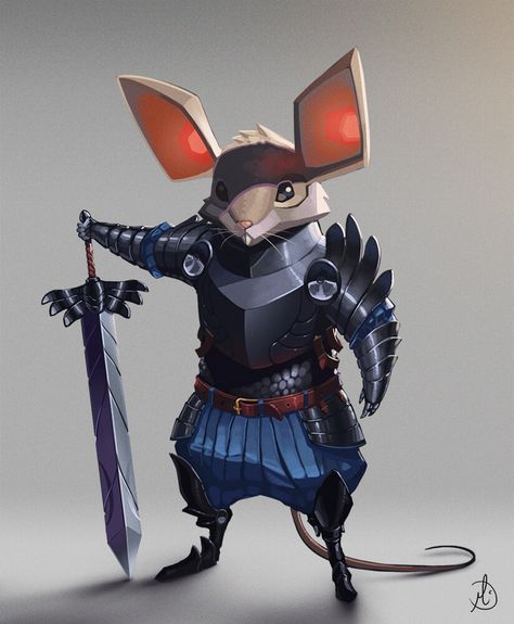 Mouse In Armor, Mouse Guard Rpg, Warrior Animals, Mouse Warrior, Mouse Character, Dungeons And Dragons Characters, Mythical Creatures Art, Creature Concept Art, Arte Animal