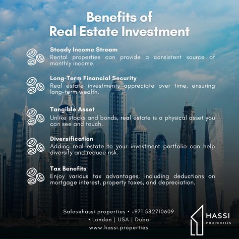 🌟 Unlock the Benefits of Investing in Dubai Real Estate! 📈 Steady Income Stream: Enjoy a consistent flow of rental income 💸 from a booming rental market. With high demand for properties, your investment can provide a reliable monthly return. 🏦 Long-Term Financial Security: Secure your future with a solid investment. Dubai’s real estate market is known for its stability 📊 and growth, offering a safe haven for your money over the long term. 🏠 Tangible Asset: Unlike stocks or bonds, real esta... Buying Real Estate Investment, Capital Gains, Real Estate Rentals, Awareness Poster, Dubai Real Estate, Financial Security, Real Estate Investment, Rental Income, Property Tax