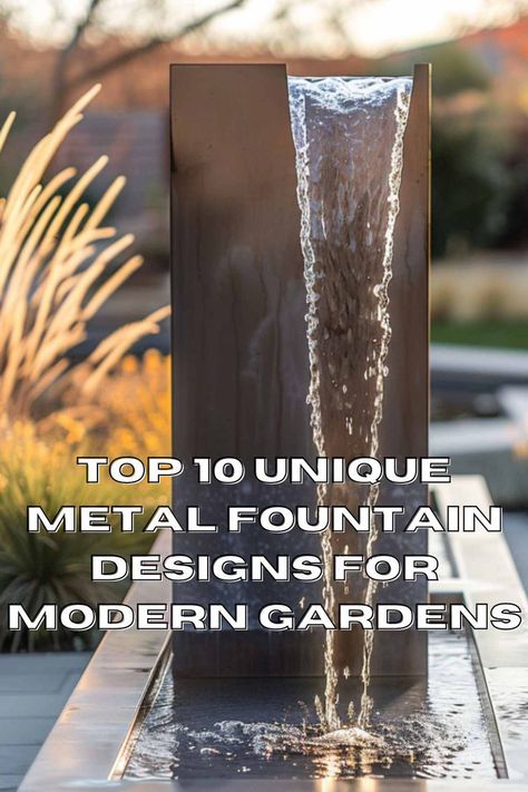 Unique metal garden fountain with modern geometric design, showcasing top metal fountain designs for modern gardens Contemporary Outdoor Fountains, Modern Outdoor Fountains, Modern Gardens, Modern Fountain, Water Feature Wall, Metal Sculptures Garden, Outdoor Fountains, Home Gardens, Fountain Design