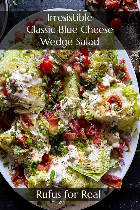 classic blue cheese wedge salad Blue Sky Md Recipes, Chopped Wedge Salad 12 Tomatoes, Iceberg Wedge Salad With Buttermilk Dressing, Blue Cheese Wedge Salad Recipes, Wedge Salad Blue Cheese, Blue Cheese Wedge Salad, Iceberg Lettuce Wedge Salad, Iceberg Wedge Salad Blue Cheese, Salad With Blue Cheese Dressing