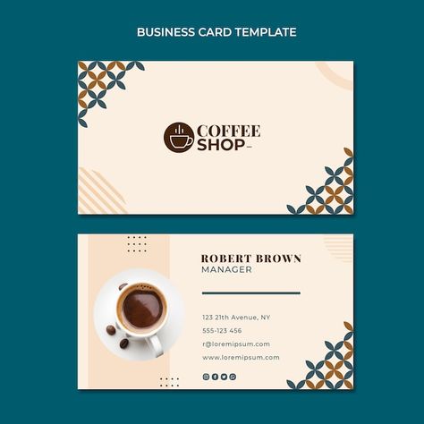 Flat design minimal coffee shop business... | Premium Vector #Freepik #vector #business-card #business-card-visiting-card #minimal-business-card #business-card-template Minimal Coffee Shop, Coffee Shop Business Card, Minimal Coffee, Shop Business Card, Coffee Shop Business, Double Sided Business Cards, Visiting Card Design, Visiting Card, Side Business