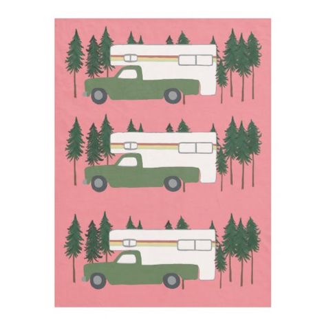 Truck Camping RVing Motorhome Trees Pink Fleece Blanket   christmas camping ideas, mother gifts, nifty gifts #nylonpotscrubber #airstream #airstreamrenovation Vintage Motorhome, Custom Wheels Trucks, Chevy Trucks Older, How To Camp, Tundra Truck, Trucks Lifted Diesel, Shop Truck, Custom Chevy Trucks, Custom Wraps