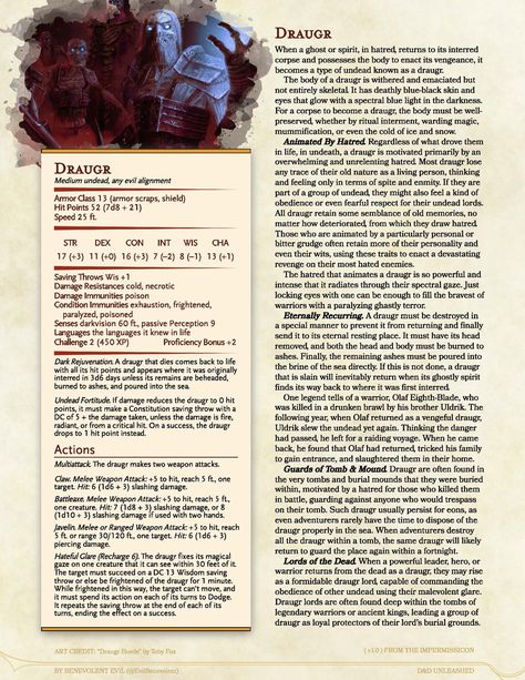 New Monster: Draugr — DND Unleashed: A Homebrew Expansion for 5th Edition Dungeons and Dragons Dnd Undead, 5e Monsters, Homebrew Monsters, Dnd Creatures, Undead Army, Monster Manual, Dnd Homebrew, Modern Words, Dungeon Master's Guide