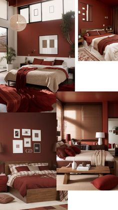 Burgundy Dorm Room Ideas, Red And White Aesthetic Bedroom, Champagne Bedroom, Burgundy Bedroom, Maroon Walls, Red Bedroom Decor, Cream Bedrooms, Earthy Bedroom, Bedroom Red