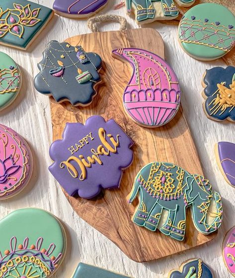 Diwali Cookies, Jewel Tones, Cookie Decorating, Sugar Cookies, Diwali, A Family, Cake Decorating, Sugar Cookie, Love This