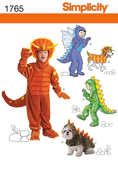 Purchase Simplicity 1765 Child's and Dog Costumes and read its pattern reviews. Find other Costumes, Kids(boys & girls), sewing patterns... Dog Dinosaur Costume, Costume Dinosaure, Halloween Costume Patterns, Costume Sewing Pattern, Costume Sewing, Dragon Costume, Dinosaur Costume, Costume Sewing Patterns, Sewing Bee