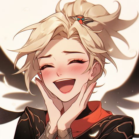 Mercy from Overwatch, Angela Ziegler, Video Game character, icon, pfp, aesthetic, cute, happy, laughing, smiling Cute Mercy Pfp, Mercy Art Overwatch, Overwatch Profile Pictures, Mercy Icons Overwatch, Mercy Pfp, Mercy Icon, Overwatch Icons, Mercy Fanart, Angela Ziegler