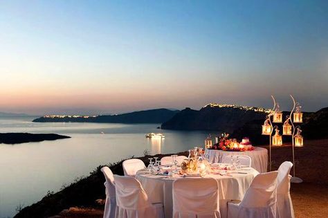 Celebrate your birthday in Greece with candlelit dinner Birthday In Greece, Greece Birthday, Andaman Tour, Imerovigli Santorini, Grecia Santorini, Celebrating Birthday, Honeymoon Tour Packages, Santorini Hotels, Honeymoon Tour