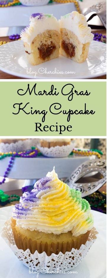 King Cake Cupcake, Mardi Gras King Cake Cupcakes, King Cake Cupcakes Easy, Mardi Gras Cupcakes Ideas, King Cake Cupcakes Recipe, Louisiana Desserts, King Cake Cheesecake, Cupcakes Recipes Vanilla, King Cupcakes