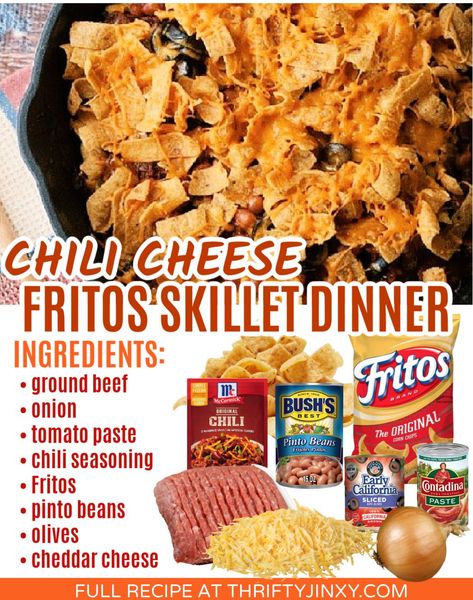 Chili And Fritos, Recipes With Fritos Chips, Fritos Recipe, Frito Recipe, Frito Chili, Chili Cheese Fritos, Chili Cheese Dips, Skillet Dinner Recipes, Frito Pie