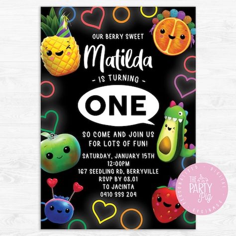 Planning 1st Birthday Party, Hey Bear, Block Birthday Party, Fruit Birthday Party, Baby First Birthday Themes, 1st Birthday Signs, Fruit Birthday, Bear Birthday Party, 1st Birthday Party Themes