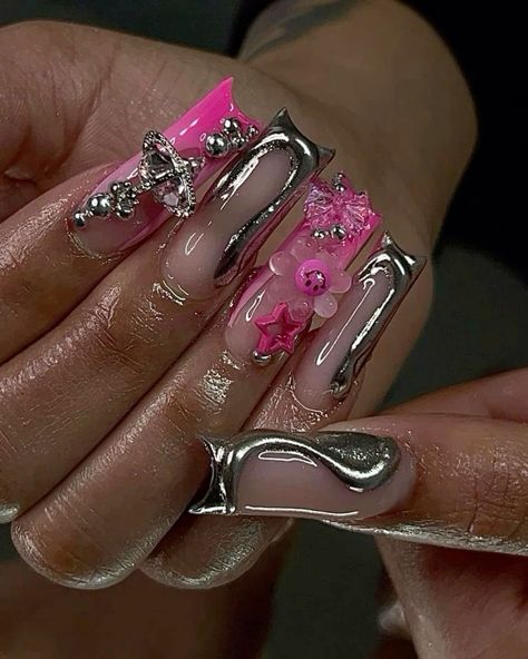 Nails Aesthetics, Junk Nails, Nail Supply Store, Long Acrylic Nail Designs, Hard Nails, Fancy Nails Designs, Colored Acrylic Nails, Girly Acrylic Nails, Dope Nail Designs