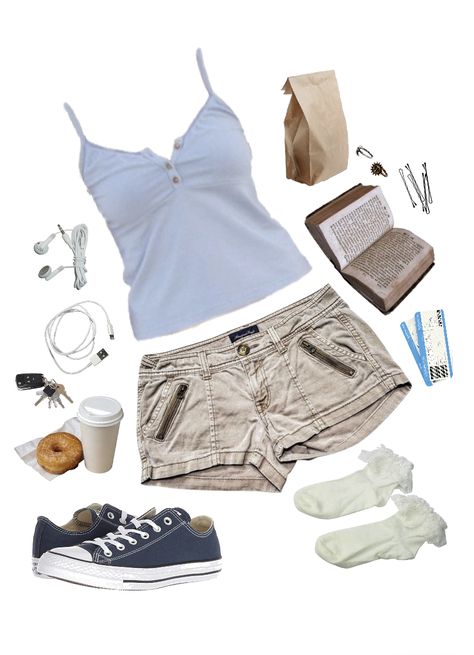 Tan Summer Outfits, Cute Summer Outfits Y2k, Outfit Boards Summer, Summer Clothes Inspo 2024, H20 Inspired Outfits, Camping Fits Aesthetic, Summer Outfits 2000s Style, Clothes Inspo Summer, Dream Clothes Summer