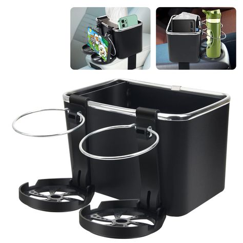 PRICES MAY VARY. 🚙【Sturdy & Durable】Car armrest storage box water cup holder is made of premium durable ABS plastic, specially textured surface, smooth and rounded corners, durable and odor-free, easy to clean and can be used for a long time. 🚗【2 PCS Separate Spacese】Armrest tissue holder for car built-in detachable divider can provide you with more convenient classified storage. The large space can be used to store large items such as tissue boxes and snacks, and the small space can be used t Tissue Holder For Car, Cup Phones, Coffee Cup Holder, Car Armrest, Box Water, Cheap Storage, Console Organization, Water Tumbler, Trunk Organization