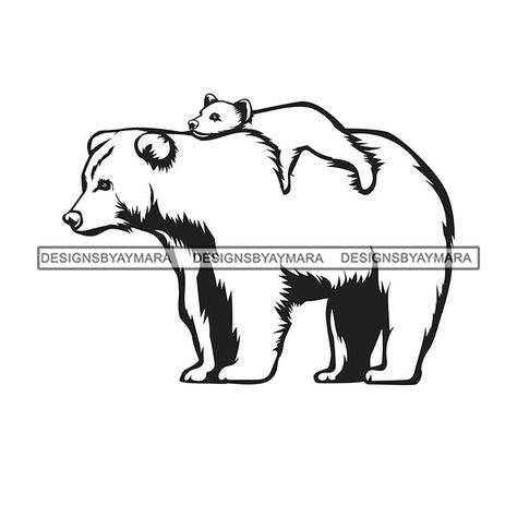 Baby Bear Tattoo, Cubs Tattoo, Mamma Bear, Sibling Tattoos, Bear Tattoo, Bear Cub, Mom Baby, Baby Svg, Black B