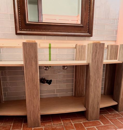 How To Build an Open Shelf Bathroom Vanity Build Your Own Bathroom Vanity, Diy Vanity Bathroom, Open Shelf Bathroom Vanity, Open Shelf Bathroom, Shelf Bathroom Vanity, Shelf Bathroom, Floating Bathroom Vanity, Easy Build, Diy Vanity