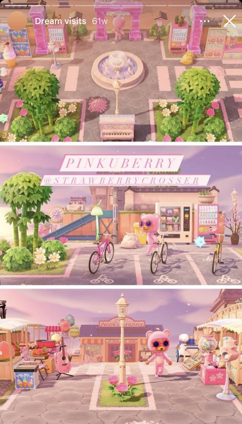 Acnh Pink Citycore, Acnh Pastel Citycore, Acnh Nana, Barbie Acnh, Acnh Kawaii, Acnh Inspiration, Pink Movies, Pink Island, City Island