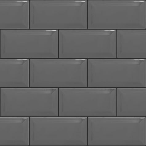 Mid-grey tile with charcoal or black contrast grout Black Tile Grout, Black Bathroom Paint, Tile With Black Grout, Gray Kitchen Backsplash, Tile Grout Color, Grey Kitchen Tiles, Beveled Subway Tile, Main Bathroom Ideas, Grey Subway Tiles