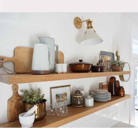 White Oak Floating Shelves, Kitchen Cabinet Interior, Kitchen Floating Shelves, Cherry Furniture, Oak Floating Shelves, Walnut Shelves, Rustic Floating Shelves, Deep Shelves, Solid Wood Shelves