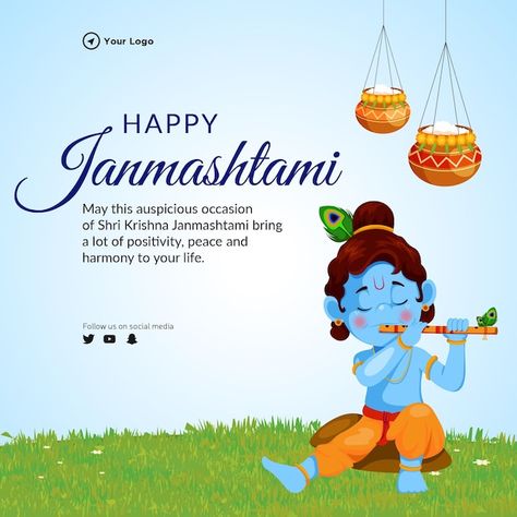 Janmashtami Banner, Happy Janmashtami Creative, Krishna Jayanthi, Happy Janmashtami, Krishna Janmashtami, Banner Template Design, Peace And Harmony, Dental Clinic, Premium Design