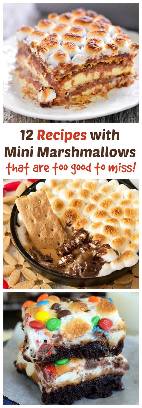 12 Mini Marshmallow Recipes that are too good to miss! Mini Marshmallow Recipes Desserts, Recipes With Mini Marshmallows, Mini Marshmallow Recipes, Mini Marshmallows Recipes, Marshmallow Dessert Recipes, Marshmallow Recipes, Marshmallow Brownies, Eclair Recipe, Brownie Desserts