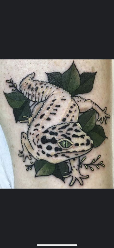 Leopard Gecko Tattoo Ideas, Gekko Tattoo, Leopard Gecko Tattoo, Spotted Gecko, Ruby Tattoo, Gecko Tattoo, Body Tattoo Design, Pawprint Tattoo, Animals Tattoo