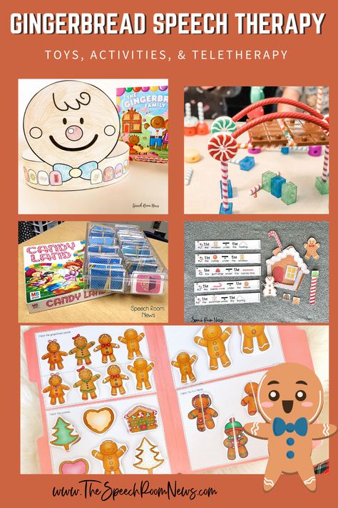 Christmas Craft Speech Therapy, Gingerbread Man Speech Therapy Activities, Christmas Articulation Activities, Holiday Speech Therapy Activities, Speech Therapy Christmas Crafts, Winter Slp Activities, Christmas Speech Therapy Activities Preschool, Gingerbread Speech Therapy Activities, December Speech Therapy Activities