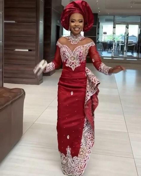 Igbo Dress, George Dress, Dress Video, African Traditional Wedding Dress, African Party Dresses, Nigerian Lace Styles Dress, Nigerian Lace Styles, African Lace Styles, Long African Dresses