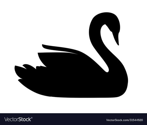 Swan Illustration Design, Black Swan Illustration, Swan Vector, Swan Silhouette, Black Swan Tattoo, Water Cartoon, Swan Tattoo, Aquatic Birds, Swans Art