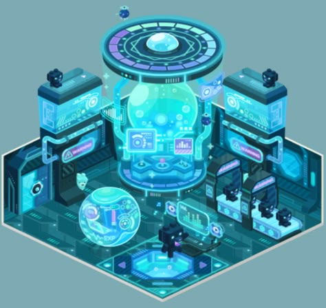 Isometric Space Station, Sci Fi Laboratory Concept Art, Futuristic Lab, Cyberpunk Room, Isometric Drawing, Environment Props, Interior Design Presentation, Mobile Art, Ui Design Inspiration