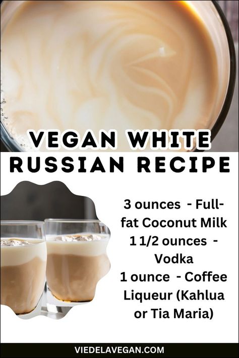 Vegan White Russian Recipe White Russian Recipe, White Russian Recipes, Vegan Cocktails, Vegan Drinks Recipes, Coconut Milk Coffee, Christmas Dinner Menu, Dairy Free Alternatives, Vegan Drinks, White Russian