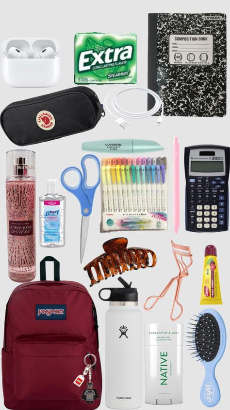 🏫 School Backpack Essentials, In My Backpack, My Backpack, Backpack Essentials, Eucalyptus Mint, School School, Fresh Cherries, Book Names, Backpack School