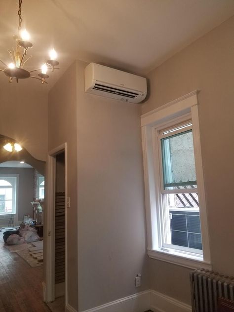 Ductless Mini Split (Finally!) Adds AC in A South Philly Rowhome Mini Splits In House, Split Ac In Bedroom, Philly Rowhome, Split Ac Unit, Ductless Ac, Wall Mounted Air Conditioner, Ductless Air Conditioner, Mini Split Ac, Italy House