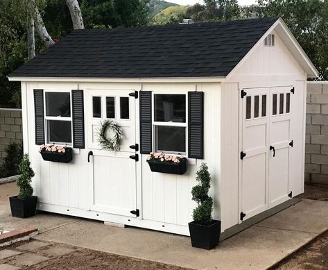 Tuff Shed on Instagram: “Picture perfect She Shed or deluxe chicken coop? @boxwoodandfeather’s beautiful chicken coop is the stuff of She Shed dreams, something…” Chicken Enclosure, Chicken Coop Blueprints, Black Shed, Tuff Shed, Office Shed, Pool Storage, Create A Cozy Home, Poultry House, Coop Design