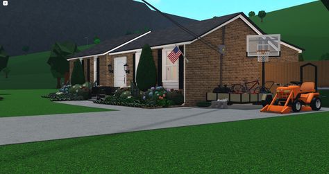 1 Story Suburban House Bloxburg, Small Suburban House Bloxburg, Bloxburg Suburban Interior, Brick Decals Bloxburg, Custom Door Bloxburg, Bloxburg Neighborhood Layout, Bloxburg Neighborhood Codes, Bloxburg Suburban House, Bloxburg Neighborhood