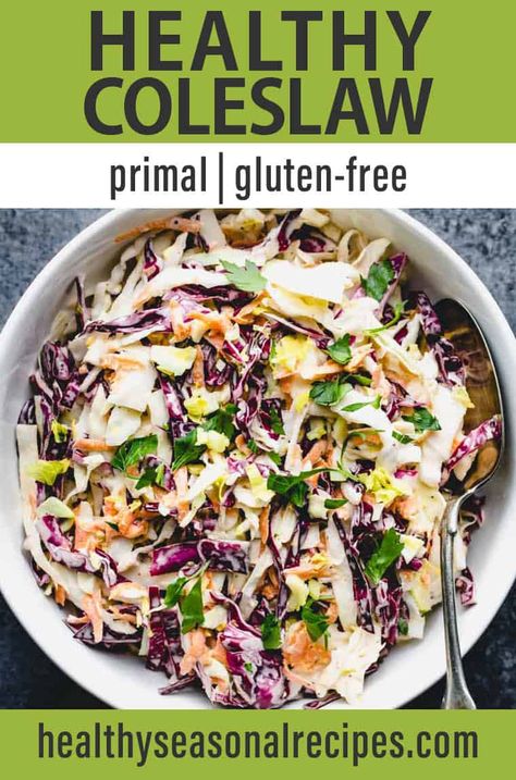 Gf Coleslaw Recipe, Coleslaw Meal Prep, Traveling On Aip Diet, Healthy Coleslaw Recipes, Cabbage And Carrots, Healthy Coleslaw, Potluck Side Dishes, Vegan Coleslaw, Autoimmune Paleo Recipes