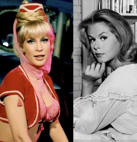 Nothing Personal Both shows were about gorgeous blonde women with magical powers — Jeannie was a 2,000-year-old genie who falls in love with a NASA astronaut – and they both shared similar plot lines at times. But Elizabeth never felt any personal animosity toward “I Dream Of Jeannie’s” stars Barbara Eden or Larry Hagman. I Dream Of Genie, Plot Lines, Sidney Sheldon, Larry Hagman, Agnes Moorehead, Barbara Eden, I Dream Of Jeannie, Dream Of Jeannie, Elizabeth Montgomery