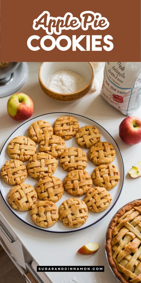 Apple Pie Cookies are the perfect blend of crispy, sweet, and spiced! 🍂🍪 Made with fresh apples and a hint of cinnamon, these cookies are a delightful treat for any occasion. Get the full recipe here and bake a batch today. Be sure to save this pin for future baking inspiration! Stuffed Apple Pie Cookies, Apple Pie Filled Cookies, Fresh Apple Oatmeal Cookies, Apple Pie Sugar Cookies, Pumpkin Apple Cookies, Apple Pie Cookies Easy, Apple Spice Cookies, Apple Cookies Recipes Easy, Cookie Apple Pie