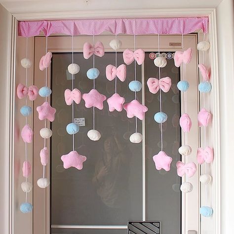 Bow Curtains, Curtains Door, Cute Bento Boxes, Kawaii Bedroom, Girls Bedding Sets, Cute Furniture, Kawaii Room Decor, Girls Heart, Cute Bedroom Ideas