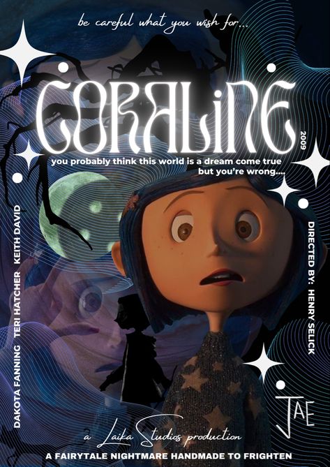 Coraline Graphic Design, Coraline Poster Vintage, Movie Posters Minimalist Graphic Design, Tim Burton Poster, Coraline Poster, Le Vent Se Leve, Coraline Movie, Coraline Aesthetic, Photo Cutout